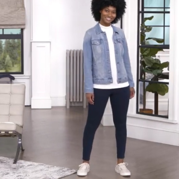 A464125 Women with Control Petite Prime Stretch Denim Leggings with Pockets 2XP - Picture 4 of 12